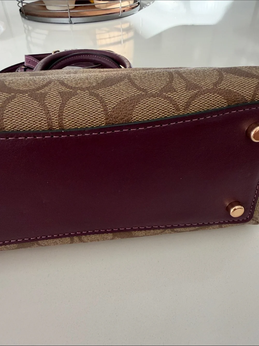 Coach mini Lillie colorblock purple never used